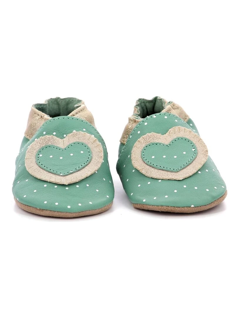 Chaussons Cuir Baby Tiny Heart   Vert