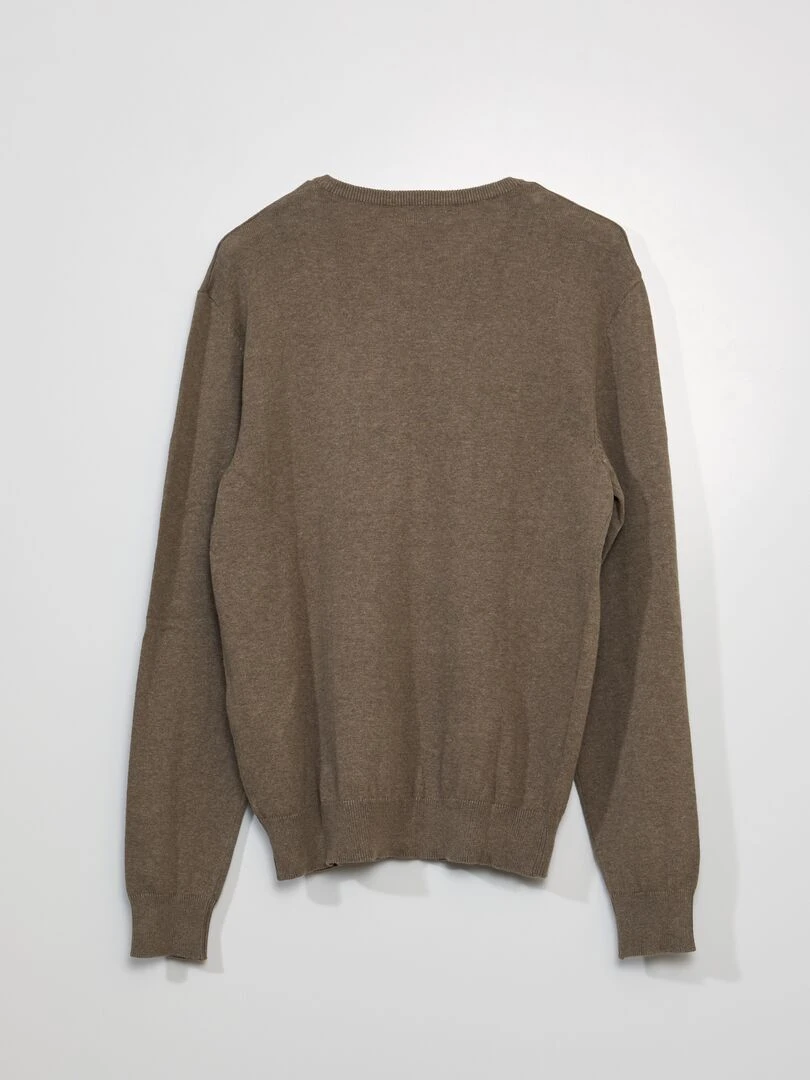Pull basique en maille unie beige chiné