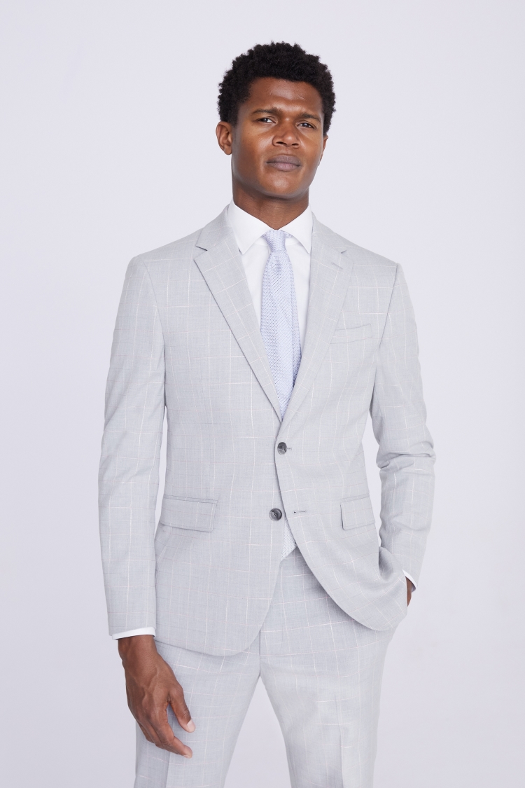 Slim Fit Grey Clementine Check Jacket    Buy Online at Moss