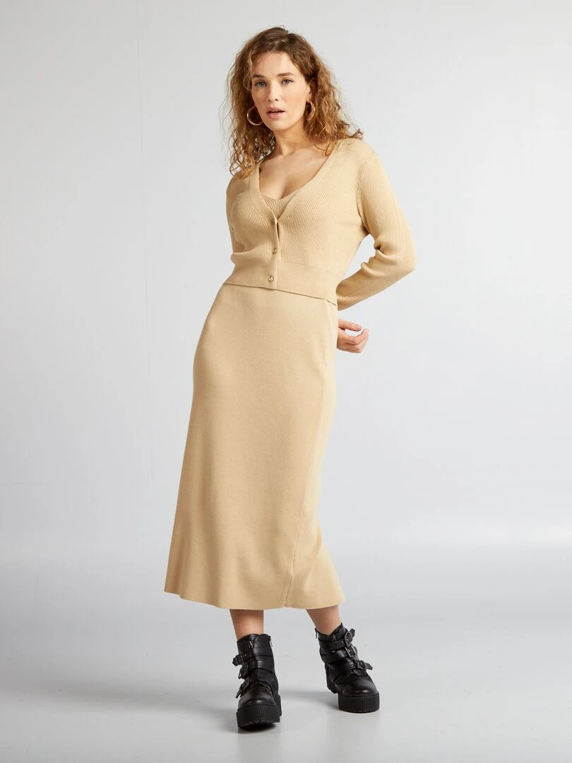 Débardeur en tricot à bretelles Beige