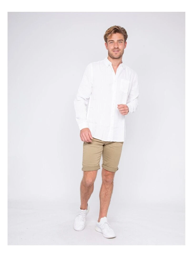 Chemise manches longues pur lin DALAMO   Blanc