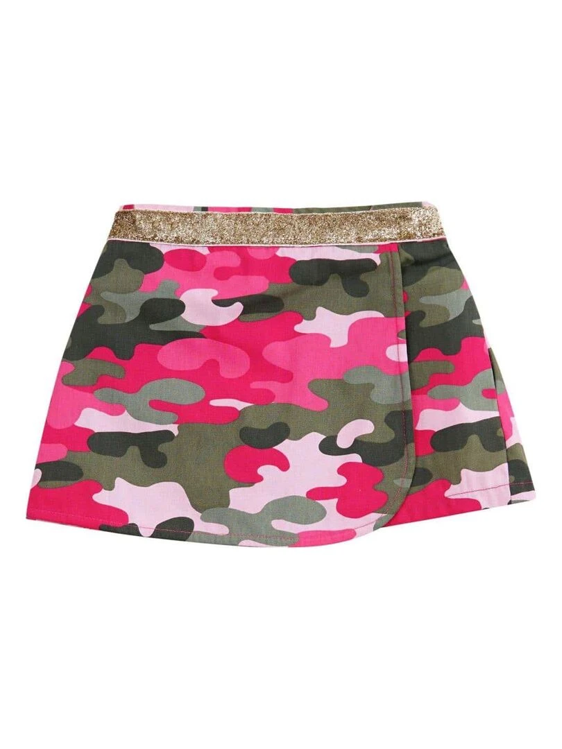 Jupe / Short imprimé Camouflage Rose Kaki Deux en Un JADE 'LA FAUTE A VOLTAIRE' Rose