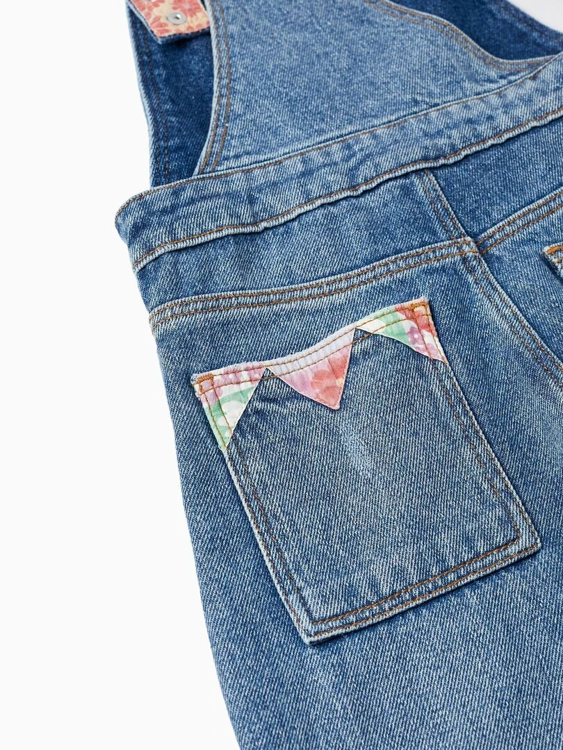 Salopette en jean en coton pour fille  THE WAVE TRIBE   Bleu