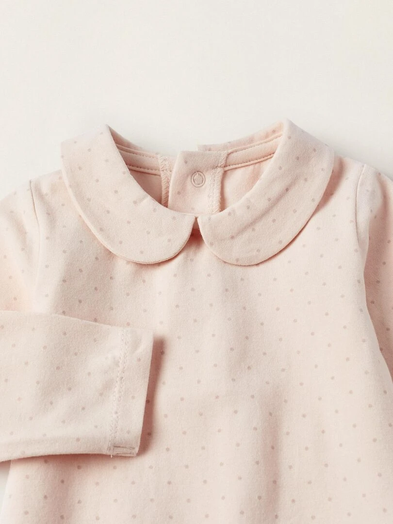 Body à pois en jersey de coton pour nouveau né manches longues ATLANTIC COMPANY   Rose clair