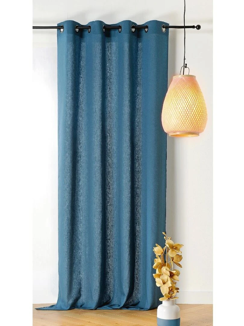 Rideau tamisant en poly/lin   Bleu foncé