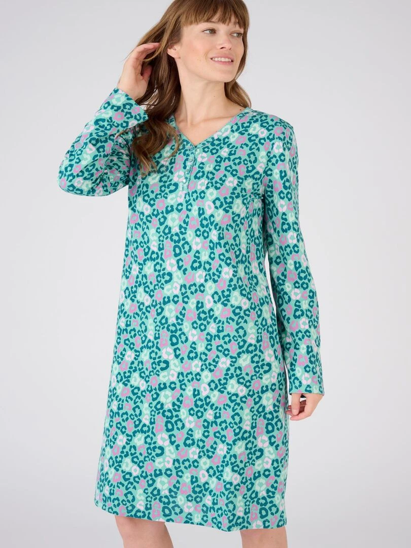 Chemise de nuit maille jersey Thermolactyl Damart Vert foncé
