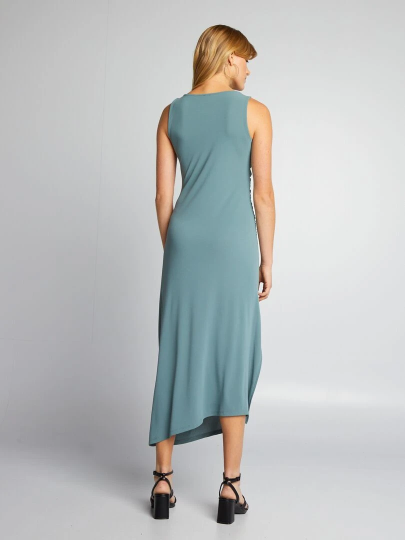 Robe drapée à col bénitier   Bleu