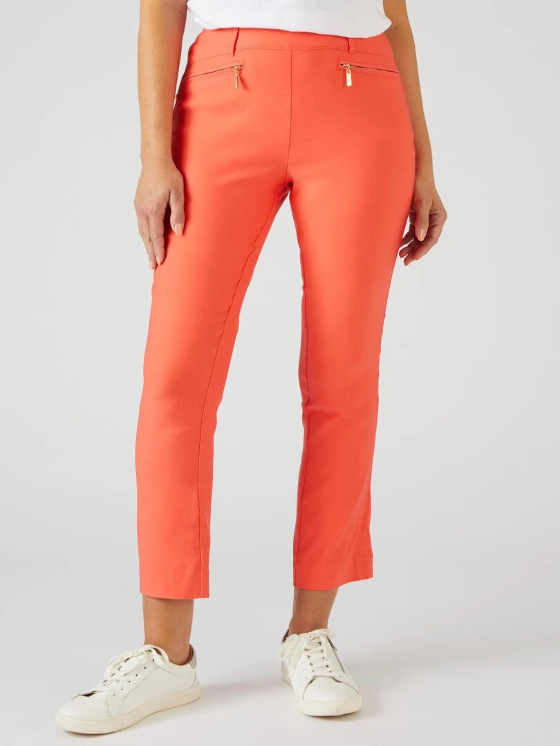 Pantalon 7/8ème toile extensible Damart Orange corail