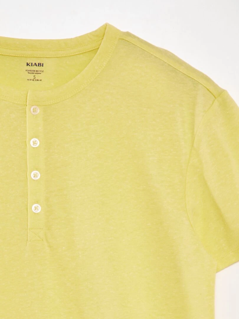 Tee shirt maille moulinée col tunisien Jaune