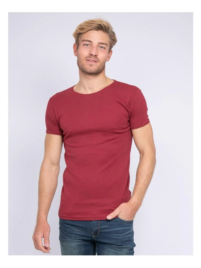 T shirt col rond pur coton organique WARRY Bordeaux