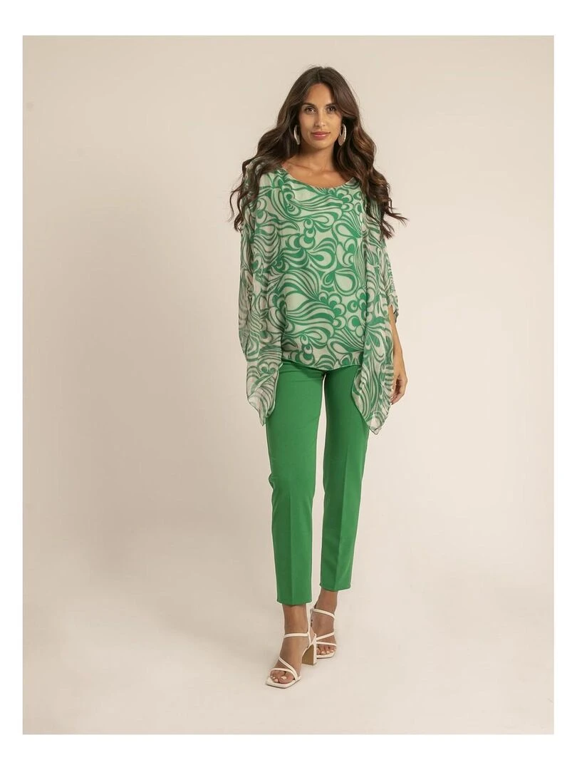 Blouse voile motifs FATINA   Vert
