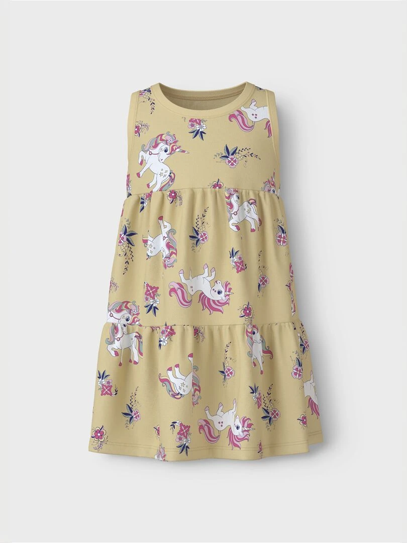 Robe imprimée à étages Jaune