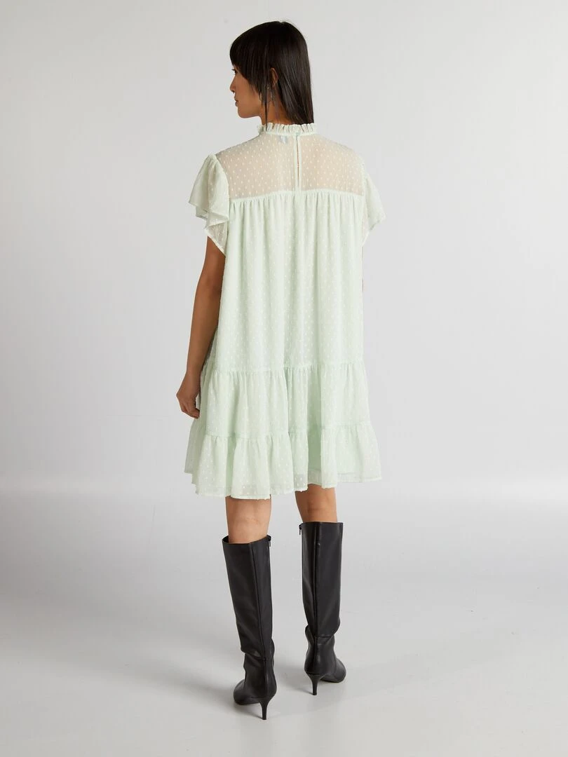 Robe à volants en plumetis   Vert