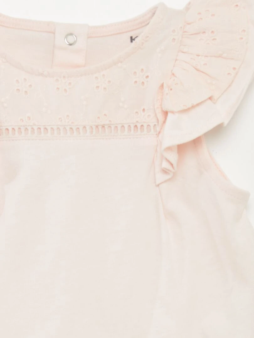 Tee shirt avec manches volantées Rose