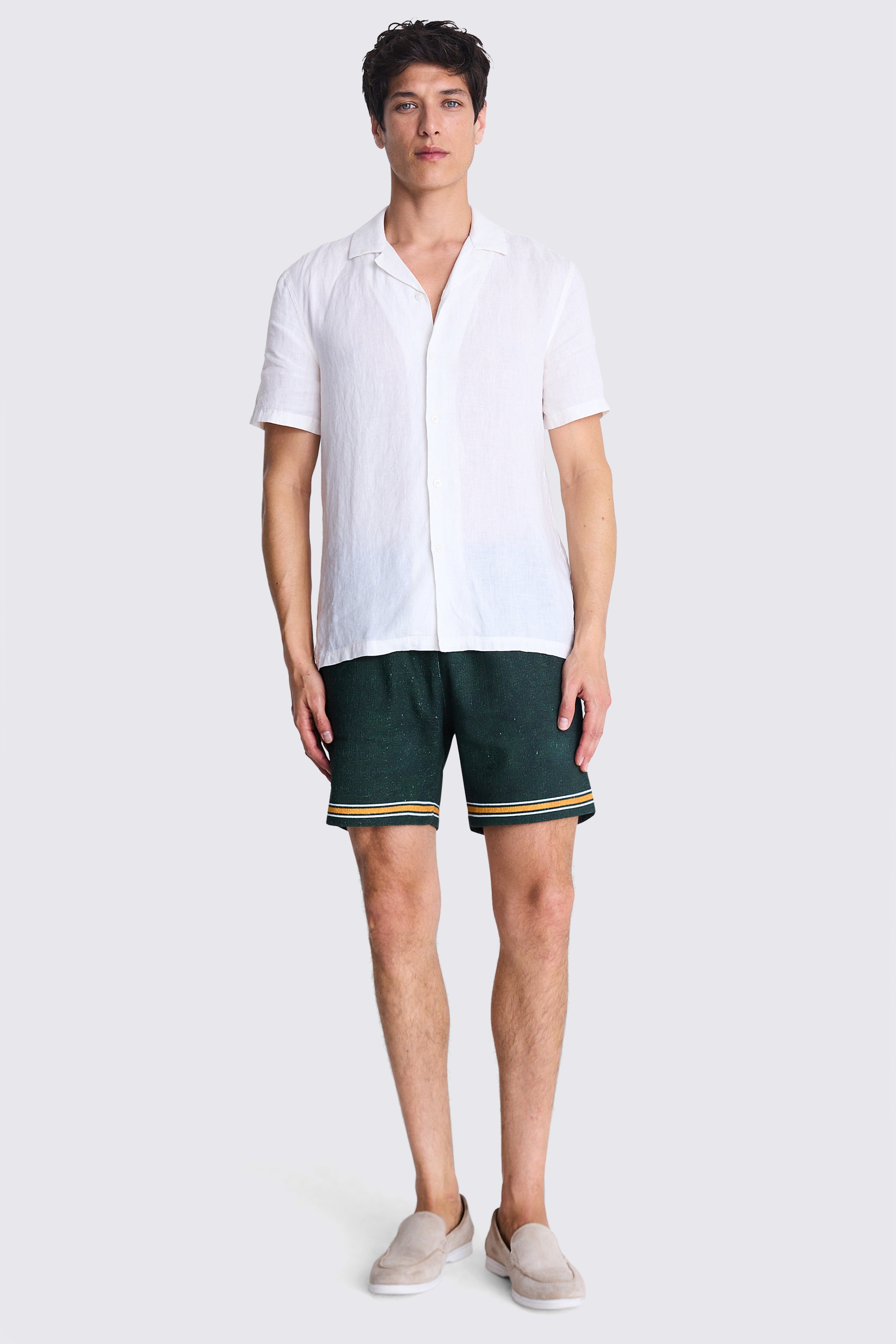 Off white and Green Border Print Shorts Buy Online at Moss
