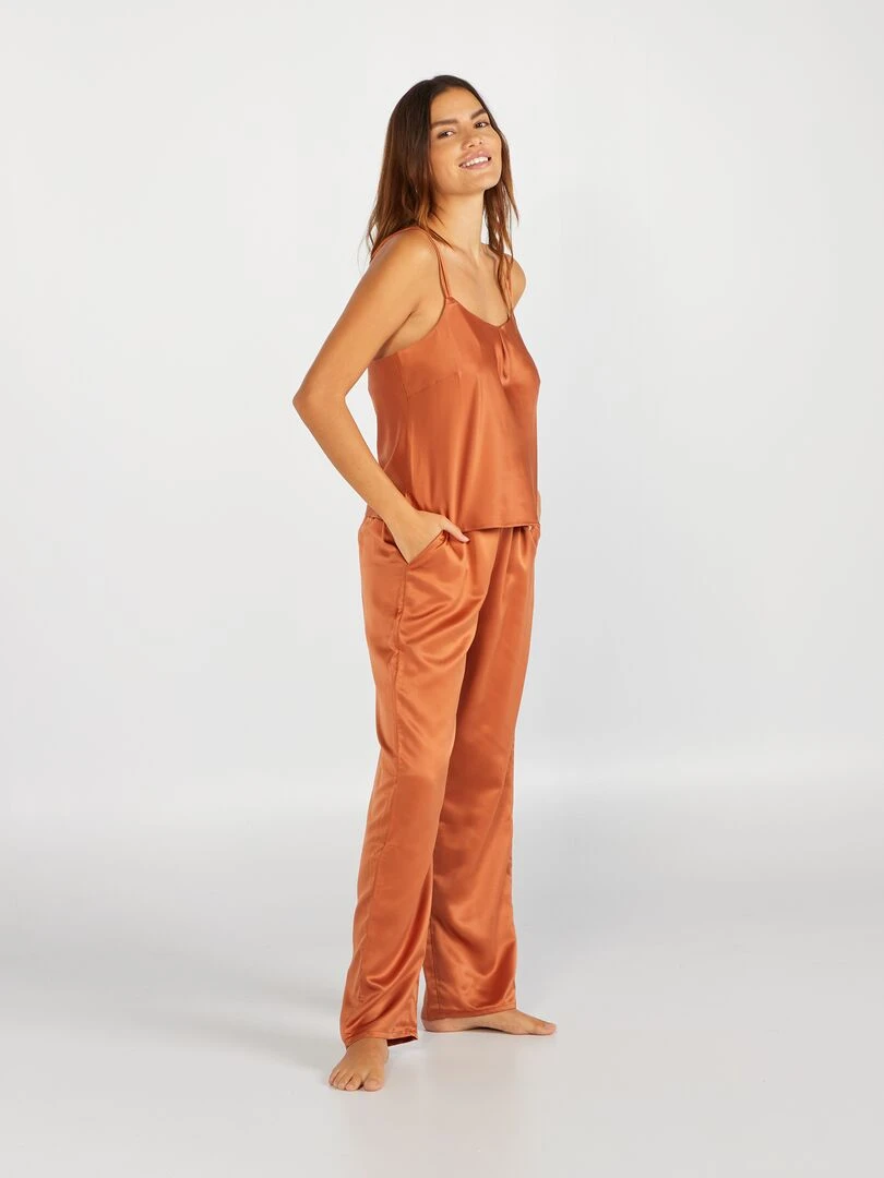 Débardeur de pyjama en satin 'Sans Complexe' Camel