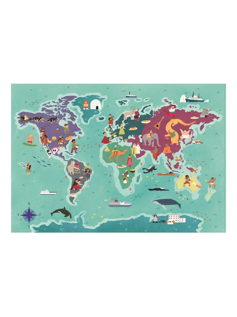 Puzzle 250 pièces Exploring Maps : Monde Traditions et Gastronomie N/A