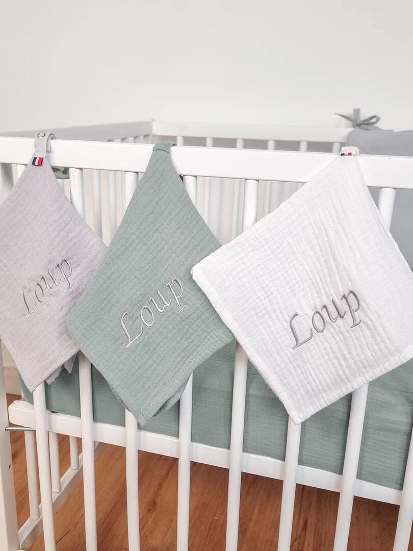 Doudou lange attache tétine en gaze de coton  Jeanne   Ecru