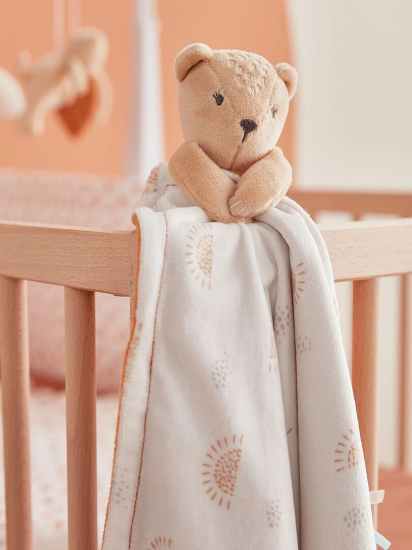 Ma première couverture Kendi en Veloudoux écru/caramel Beige
