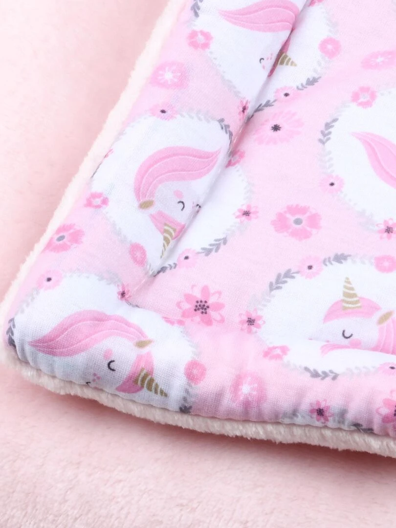 Couverture bifaces licorne Rose clair