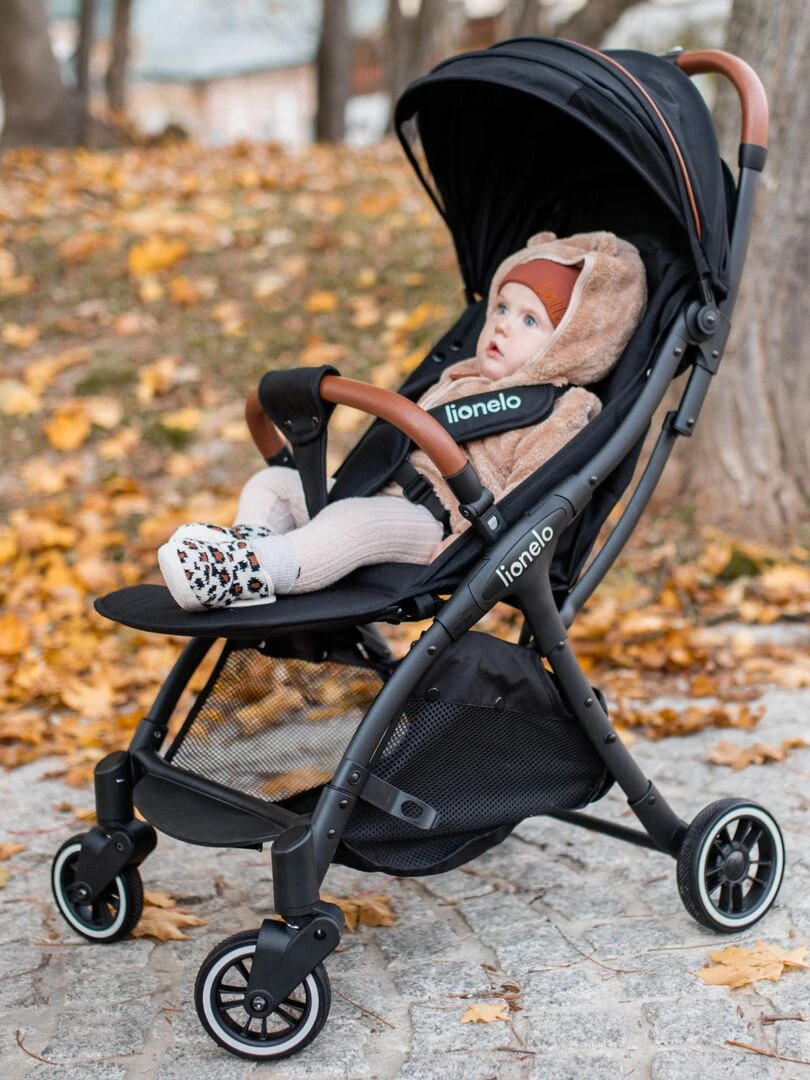 LIONELO Julie One Poussette canne Jusqu'à 22 Kg Légère & pliable Accessoires Noir Noir