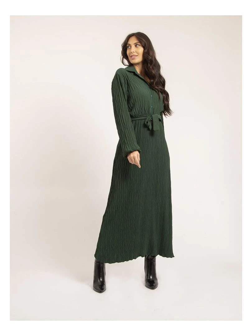 Robe longue texturée IROLISA   Vert