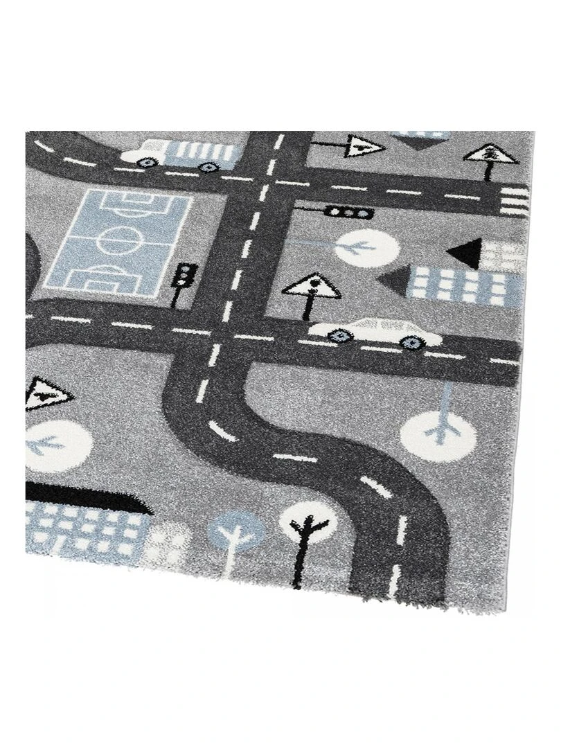 Tapis enfant CITY ROAD LL en polypropylène doux et soyeux   Gris