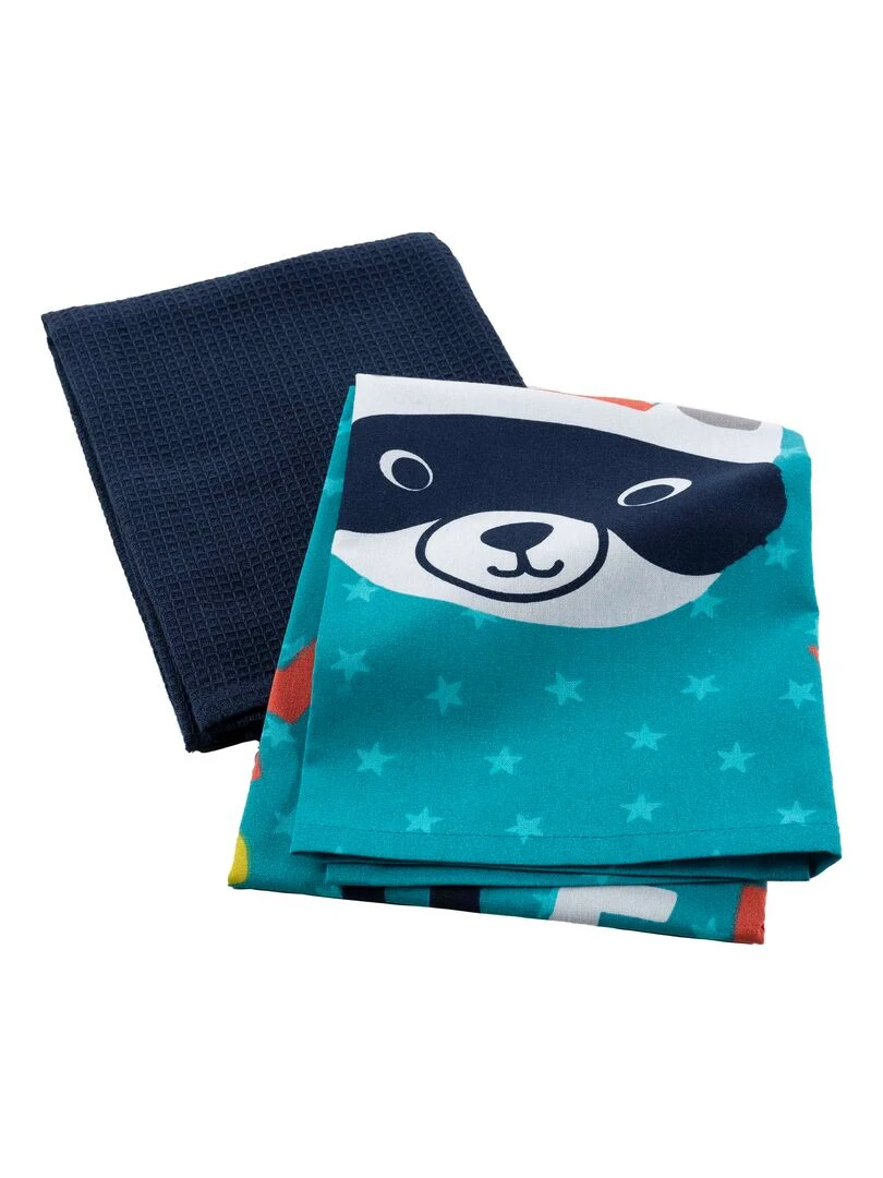 2 Serviettes torchons Mini chef Bleu