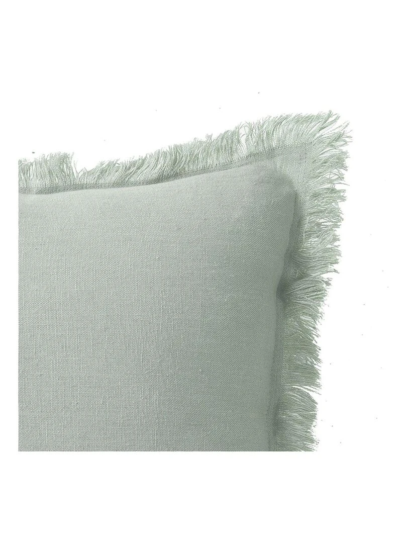Coussin en lin bords effilés 'Deko&co' Vert d'eau