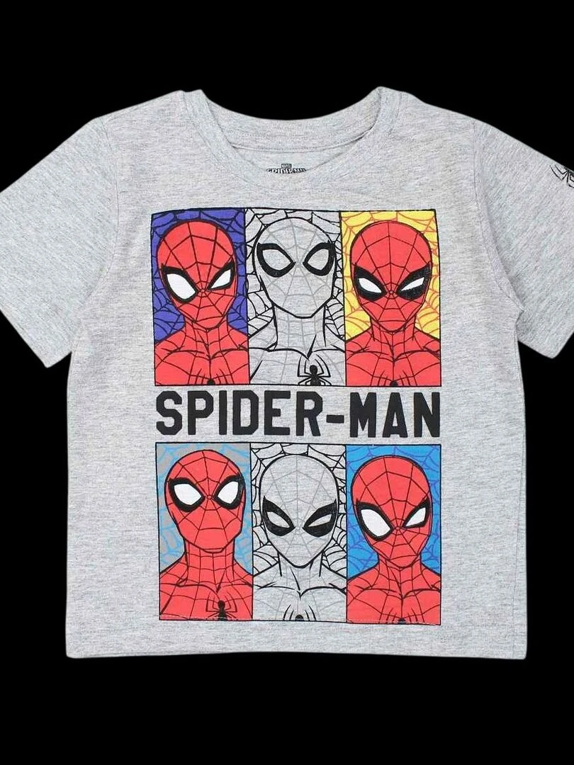 Disney Ensemble T shirt short garçon Imprimé Spiderman Gris