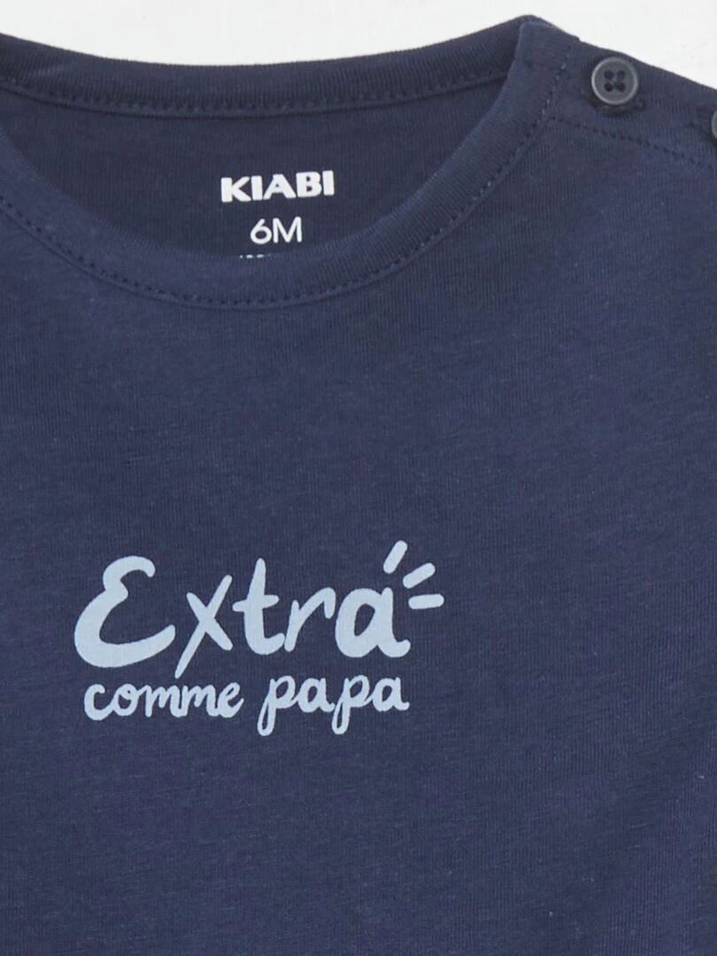 T shirt manches courtes avec inscription Bleu