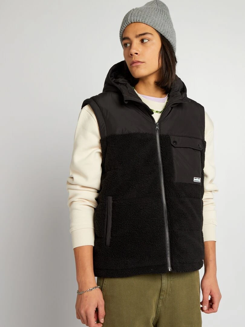 Veste en sherpa sans manches   noir