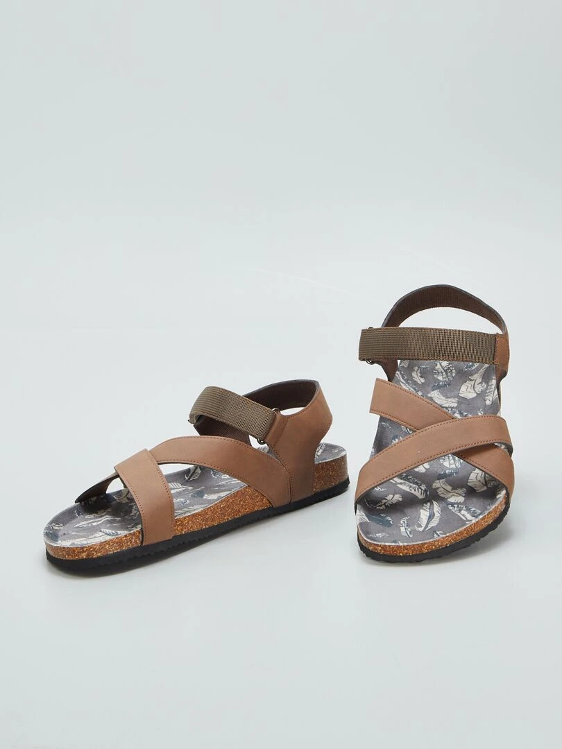 Sandales à scratch   Marron