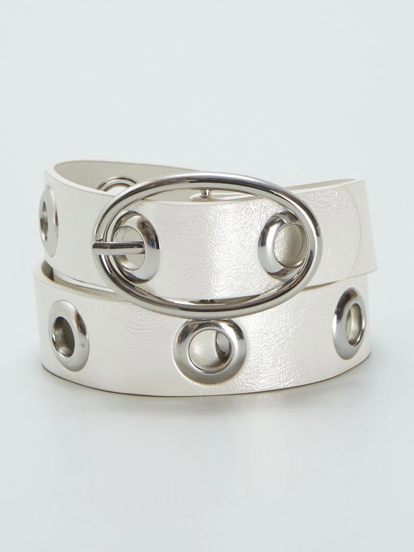 Ceinture à œillets Blanc métallique