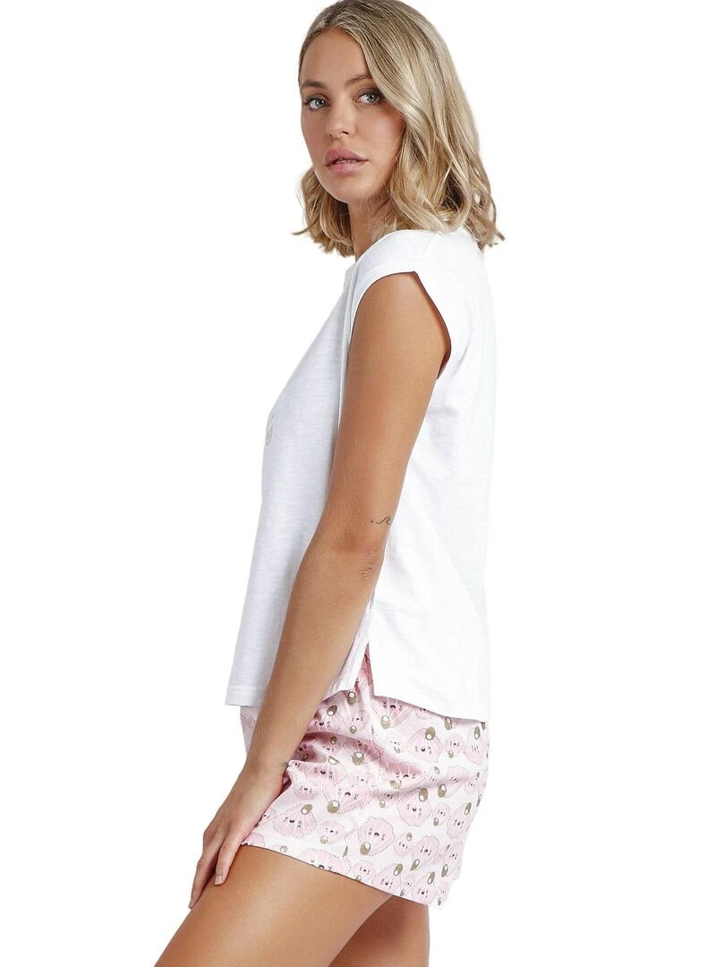 Pyjama short t shirt Sea World   Blanc