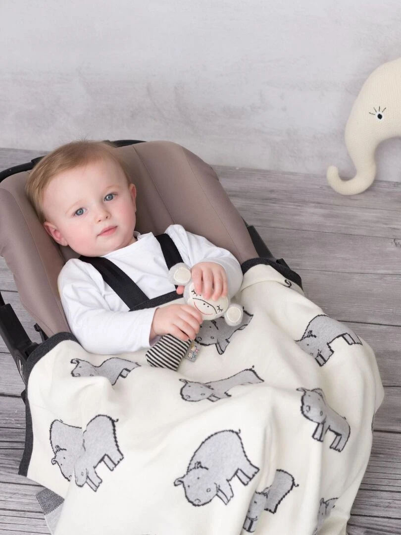 Couverture plaid HIPPO Ecru