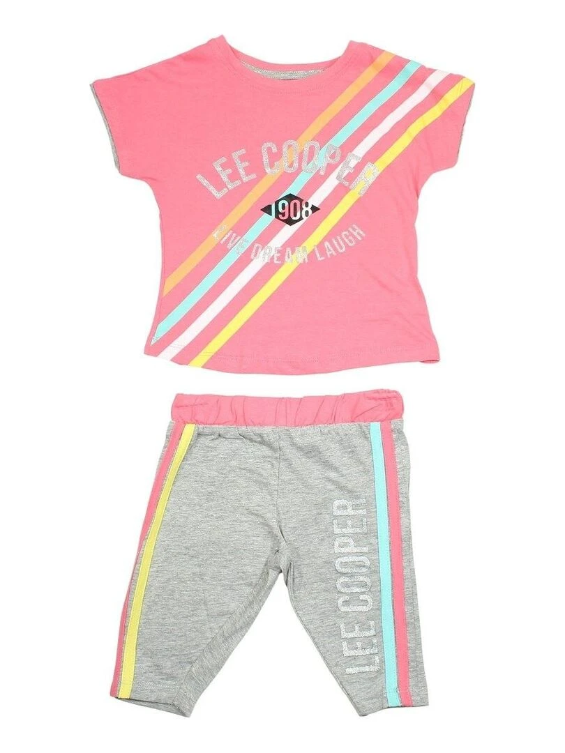 Lee Cooper Ensemble T shirt pantalon fille Imprimé Lee Cooper Rose