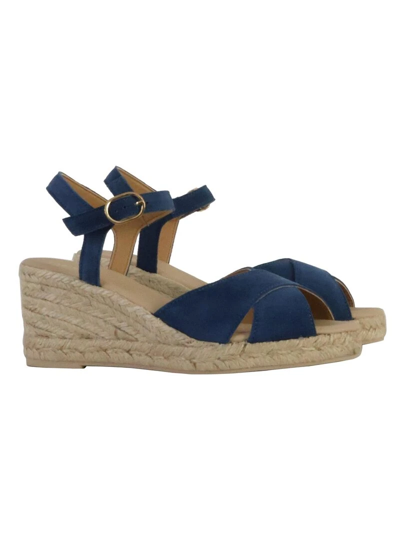 Sandales Compensées Cuir Geox Gelsa   Bleu