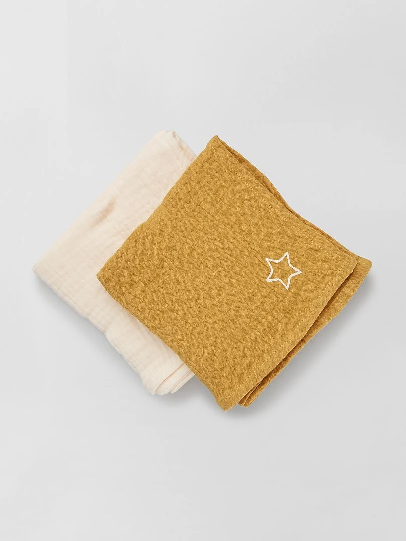 Lot de 2 langes jaune/ecru