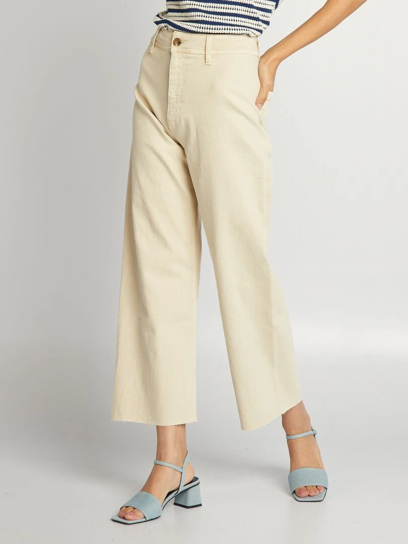 Jean wide leg à taile haute   Beige