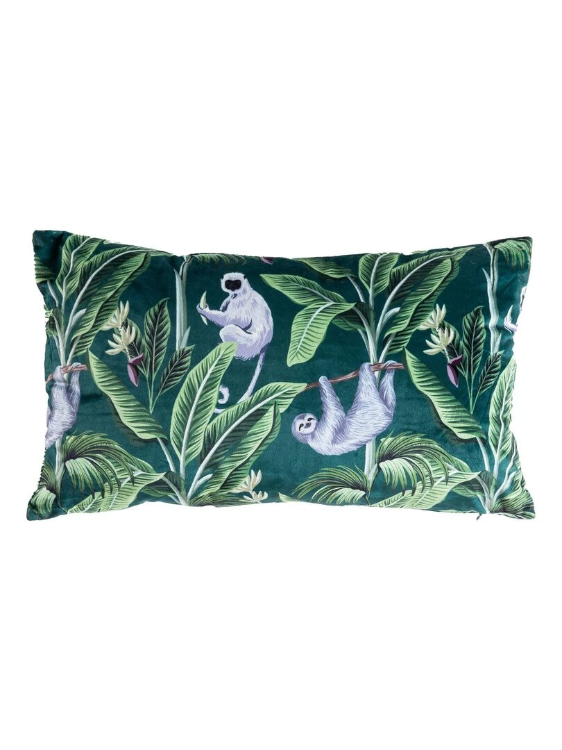 Coussin en velours avec imprimé Monkey 'Deko&co' Gris Vert