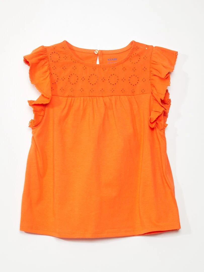 T shirt avec broderie Orange