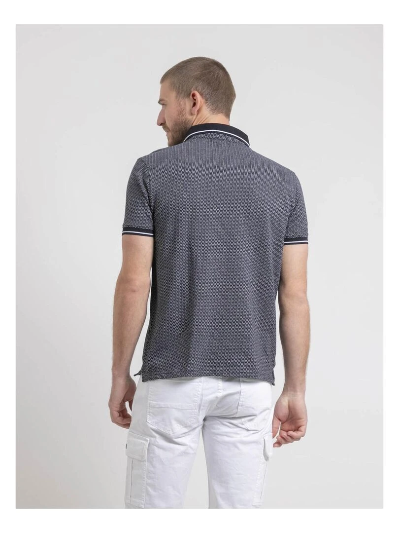 Polo manches courtes pur coton motifs PIGUMAX Bleu marine