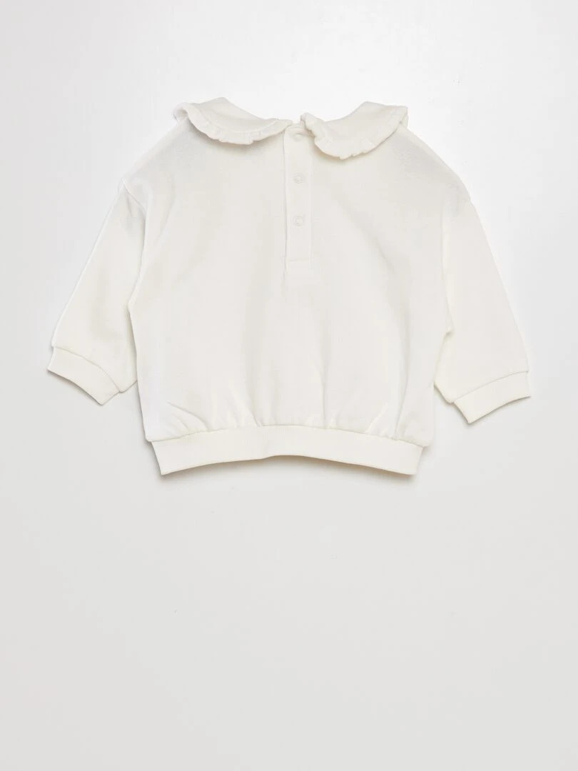 Sweat en coton à col claudine   blanc