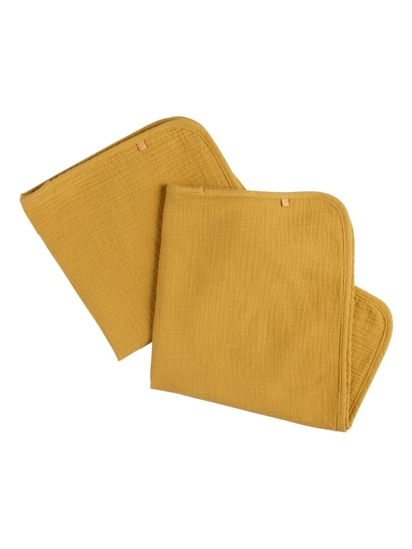 Housse de matelas à langer 52x68x6cm et langes coton moutarde SAUTHON Jaune moutarde