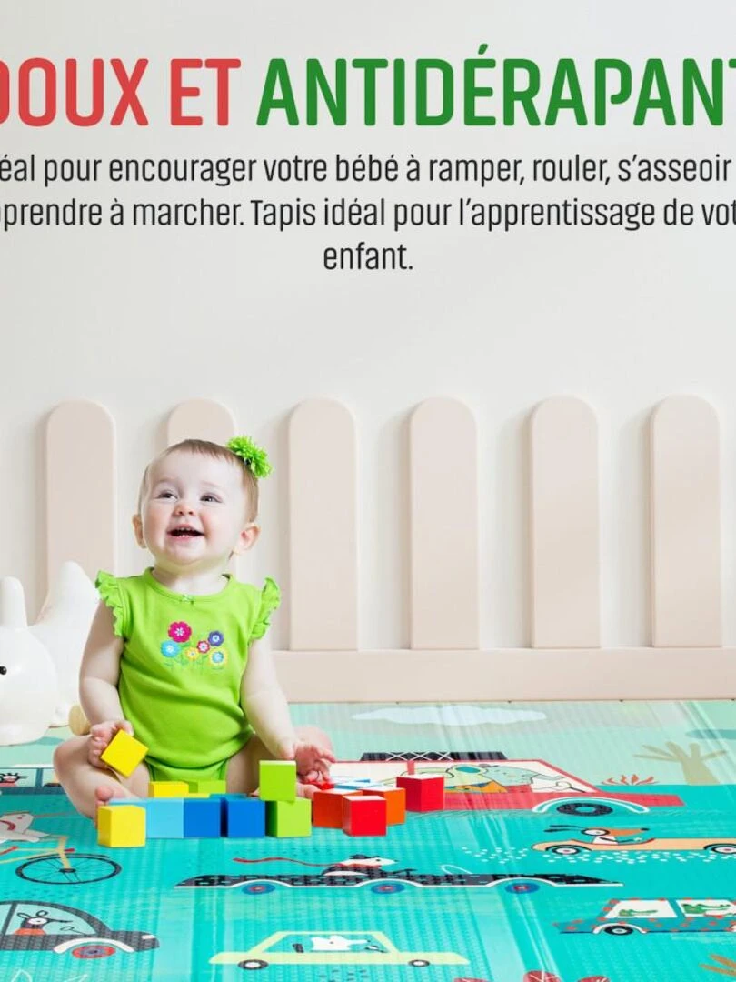 Tapis d'Eveil Pliable Réversible Bébé PREMIUM Mer & Voiture par K   Beige