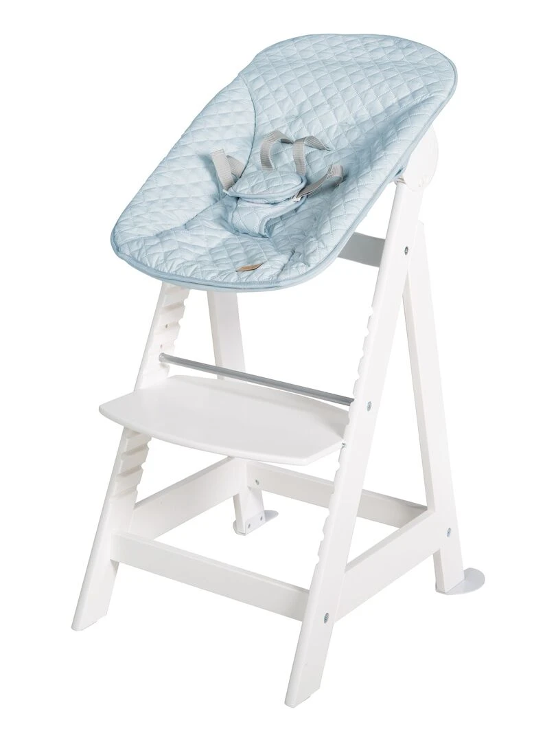 ROBA Chaise Haute Évolutive "Born Up" + Transat "roba Style"   Blanc/Bleu Clair   Blanc