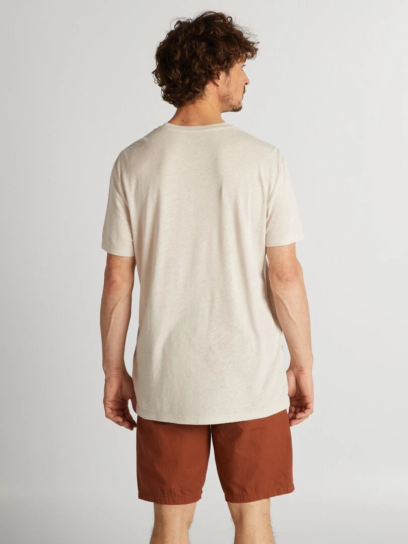T shirt en lin mélangé beige