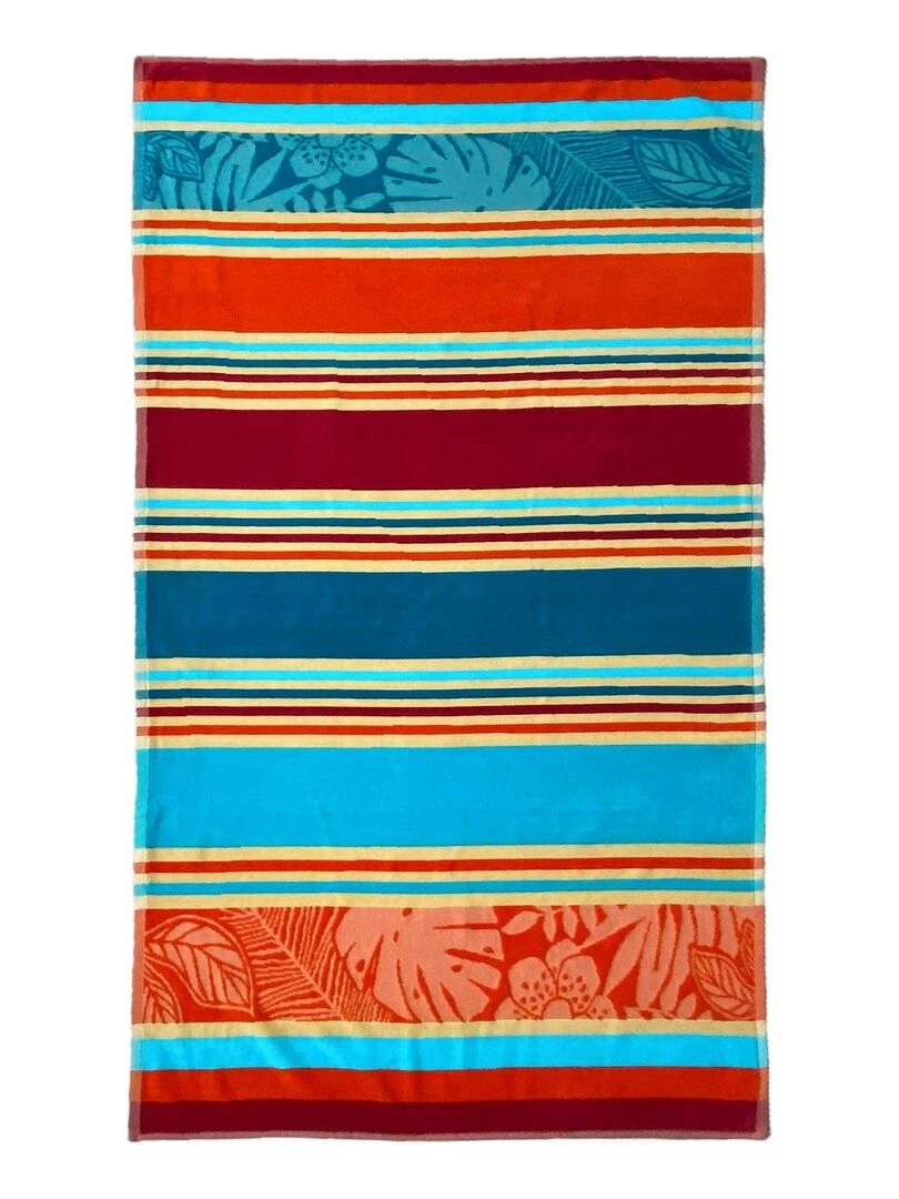 Serviette de plage éponge velours Jacquard ciselée Zebrina 90x170 340g/m² Multicolore