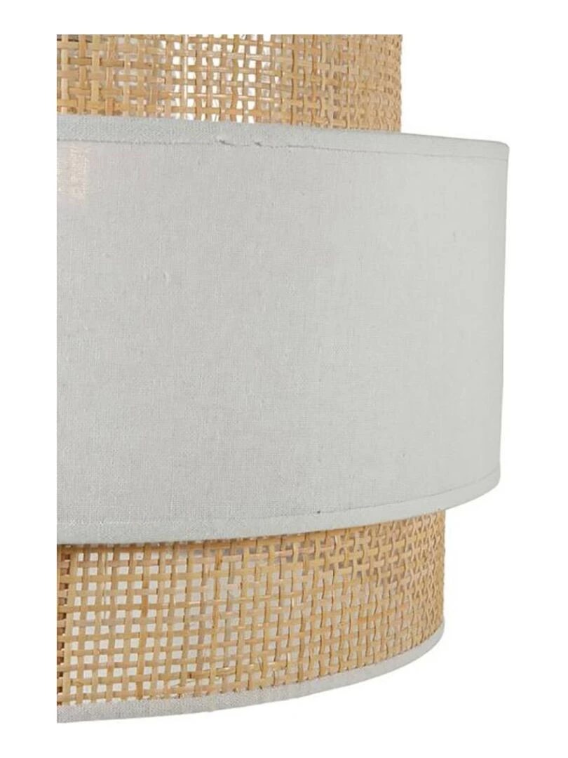 Suspension ronde 3 abat jours rotin blanc D40   Blanc